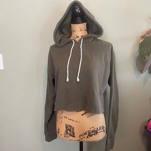 Wild Fable Womens Casual Cut Off Fleece Lined Hooded Pullover Hoodie Brown Small